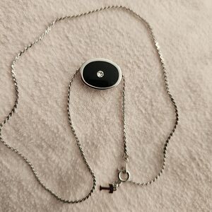 Trifari Black and Silver Pendant Necklace